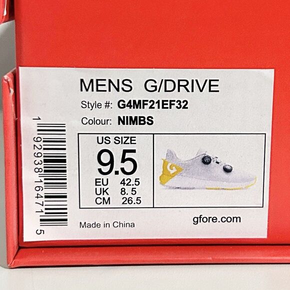 G/Fore G4 G/Drive Men’s Size 9.5 Nimbus Grey Yellow White Spikeless Golf Shoes main image 6